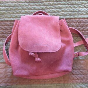 BNNU PLG Portland Leather Goods Bucket Backpack in Red Panda Suede